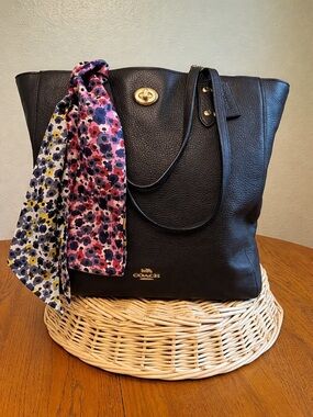 Coach Town Tote Midnight Navy
Shoulder Bag 
Coach Silk Floral Scarf Tie